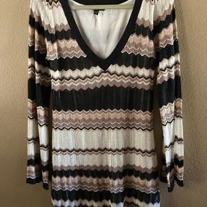 Bebe brown and tan chevron stripe mini dress